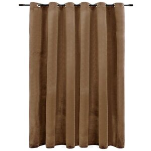 vidaXL Rideau occultant avec anneaux en métal Velours Beige 290x245 cm