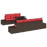 vidaXL Ensemble de Canapés 8 Pièces Marron et rouge polyrotin