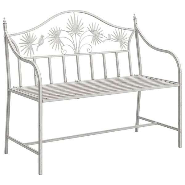 vidaXL Banc de jardin Blanc antique 104 x 52 5 x 89 cm Acier