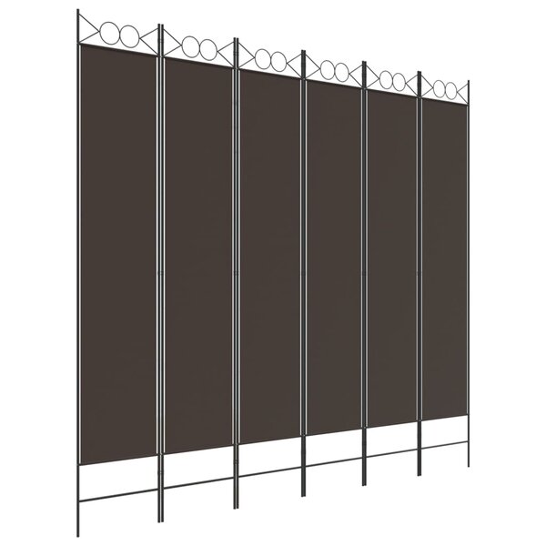 vidaXL Cloison de séparation 6 panneaux Marron 240x220 cm Tissu