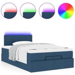 vidaXL Lit ottoman avec matelas et LED bleu 120x190 cm tissu