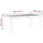 vidaXL Table de jardin Gris 200x100x75 cm Bois d'acacia solide