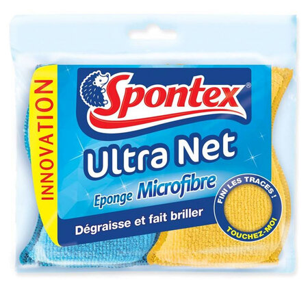 Spontex Eponge Microfibre Ultra Net Fini Les Traces Par 2 (lot de 3 soit 6 éponges)