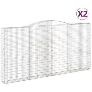 vidaXL Paniers à gabions arqués 2 Pièces 400x30x200/220 cm Fer galvanisé