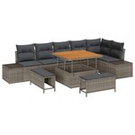vidaXL Ensemble de canapé de jardin avec coussin 9 Pièces Gris Poly rotin