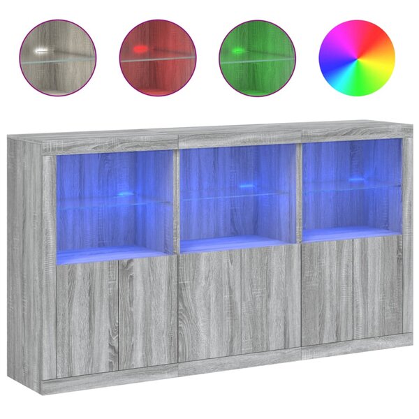 vidaXL Buffet avec lumières LED sonoma gris 181 5x37x100 cm