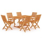 vidaXL Ensemble à manger de jardin 7 Pièces Bois de teck massif