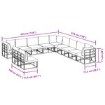 vidaXL Ensemble de canapé de jardin 11 Pièces Noir 70 x 70 x 32 cm