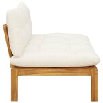 vidaXL Unité de canapé du milieu Blanc Naturel et Crème Bois d'acacia