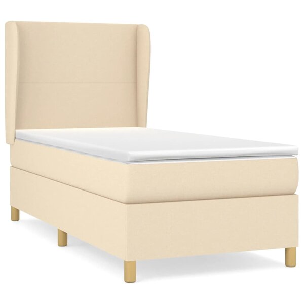 vidaXL Sommier à lattes de lit et matelas Crème 90x190 cm Tissu