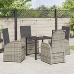 vidaXL Ensemble de salle à manger pour jardin 5 Pièces Gris polyrotin