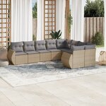 vidaXL Salon de jardin avec coussins 9 Pièces beige résine tressée