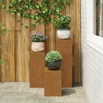 vidaXL Supports de Plantes d'Extérieur Pillar 3 Pièces Acier Résistant aux Intempéries