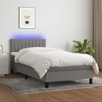 vidaXL Sommier à lattes de lit avec matelas et LED Gris foncé 90x200cm