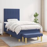 vidaXL Sommier à lattes de lit avec matelas Bleu 100x200 cm Tissu