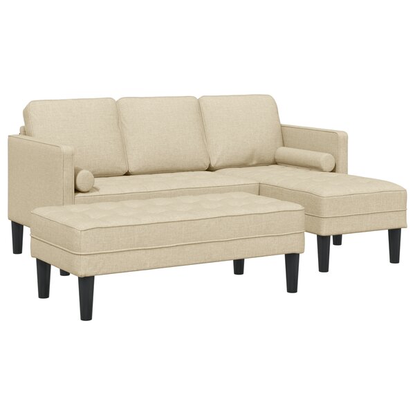 vidaXL Ensemble de 2 Canapés avec Coussins en Tissu Crème