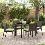 vidaXL Ensemble de salle à manger de jardin 5 pièces avec coussins en poly rotin marron