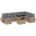 vidaXL Salon de jardin avec coussins 9 Pièces beige résine tressée