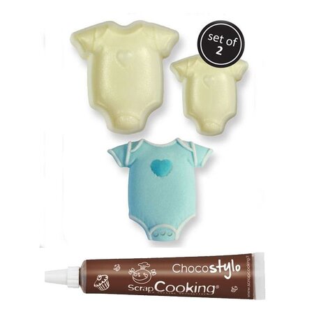 Stylo chocolat + 2 Moules à gâteaux Body de bébé