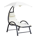Bain de soleil design contemporain - pare-soleil et matelas - acier polyester - dim. 1 7L x 1 18l x 1 77H m - écru noir
