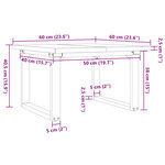 vidaXL Table basse cadre en O 60x60x40 5cm bois de pin massif et fonte