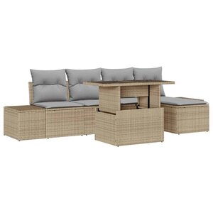 vidaXL Ensemble de canapé de jardin 6 Pièces Beige et Gris clair