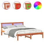 vidaXL Cadre de lit avec tête de lit Brun cire 160 x 200 cm Pin massif