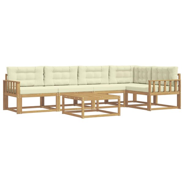 vidaXL Ensemble de canapés d'extérieur 6 pc Blanc et crème Polyester