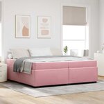 vidaXL Cadre de lit avec matelas Rose 200 x 200 cm Velours