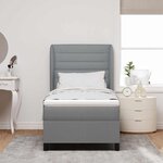 vidaXL Lit à ressorts avec matelas Gris clair 90 x 200 cm tissu