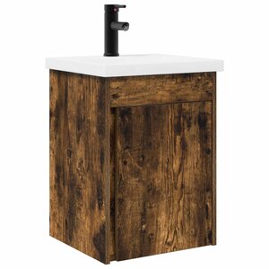 vidaXL Meuble de salle de bain avec robinet Chêne fumé