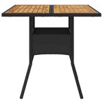 vidaXL Table de jardin et dessus en bois d'acacia noir résine tressée