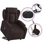 vidaXL Fauteuil inclinable de massage Marron foncé Tissu