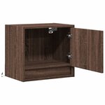 vidaXL Table de chevet murale avec lumières LED chêne marron