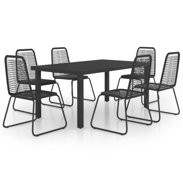 vidaXL Ensemble à manger de jardin 7 Pièces PVC résine tressée noir