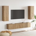 vidaXL Ensemble de meuble TV 4 pièces mural en bois d'ingénierie chêne artisanal