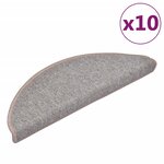 vidaXL Tapis d'escalier 10 pièces 65 x 24 x 4 cm Marron clair Demi-rond Grand