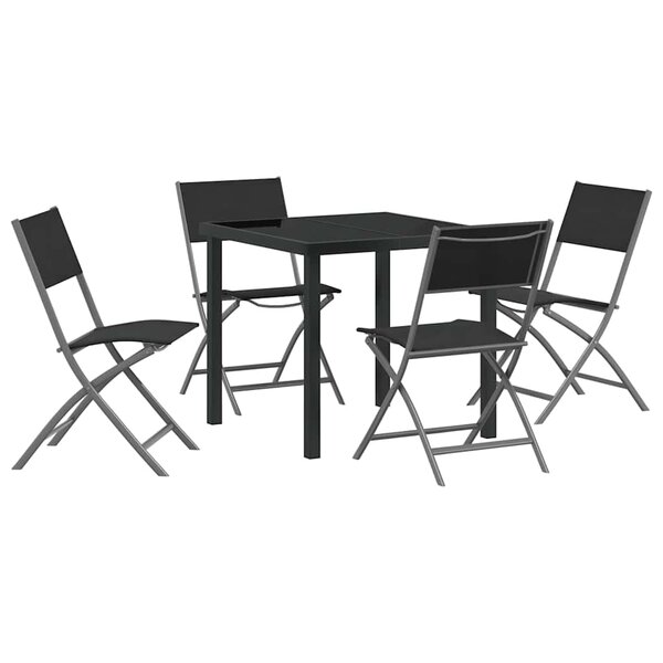 vidaXL Ensemble de salle à manger pour jardin 5 Pièces Noir