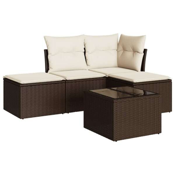 vidaXL Salon de jardin avec coussins 5 Pièces marron résine tressée