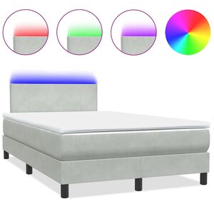 vidaXL Sommier à lattes de lit et matelas et LED gris clair 120x210cm velours