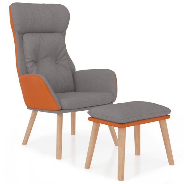 vidaXL Chaise de relaxation repose-pied Gris clair Similicuir et tissu