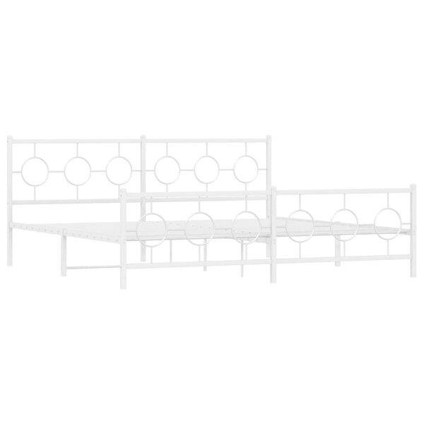 vidaXL Cadre de lit métal avec tête de lit/pied de lit blanc 200x200cm