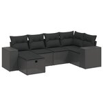 vidaXL Salon de jardin 6 Pièces avec coussins noir résine tressée