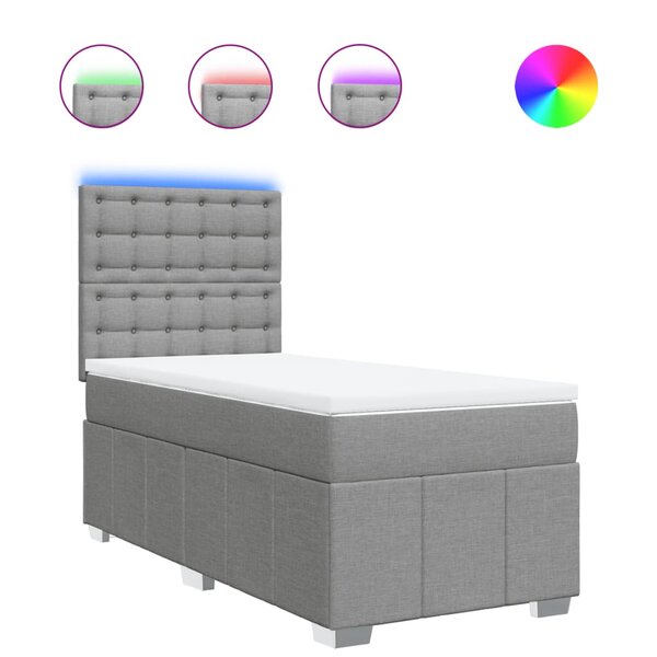 vidaXL Sommier à lattes de lit et matelas Gris clair 90x190 cm Tissu