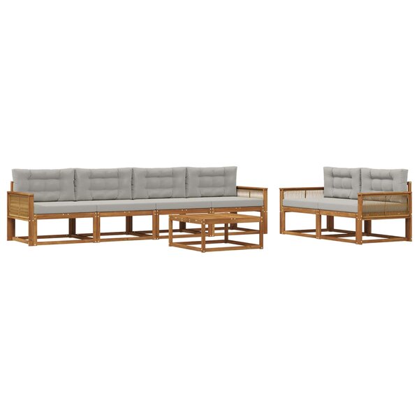 vidaXL Ensemble de canapés d'extérieur 7 Pièces Naturel et Gris clair