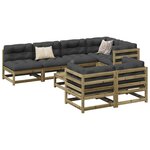 vidaXL Salon de jardin 8 Pièces avec coussins bois de pin imprégné