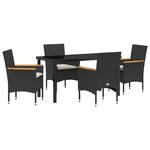 vidaXL Ensemble de salle à manger pour jardin 5 Pièces Noir Poly rotin