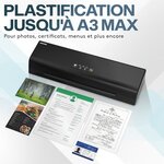 ACROPAQ Plastifieuse Professionnelle A3 A4 A5 80-125 microns- 4 Rouleaux à Chaud et à froid- Réchauffement rapide- Anti-bourrage