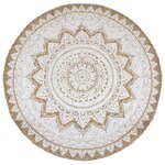 vidaXL Tapis de sol Jute tressée imprimée 180 cm Rond