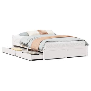vidaXL Cadre de lit sans matelas blanc 140x190 cm bois de pin massif
